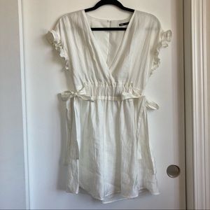 Zara V-Neck Ruffle Sleeve Side-Tie Mini Dress